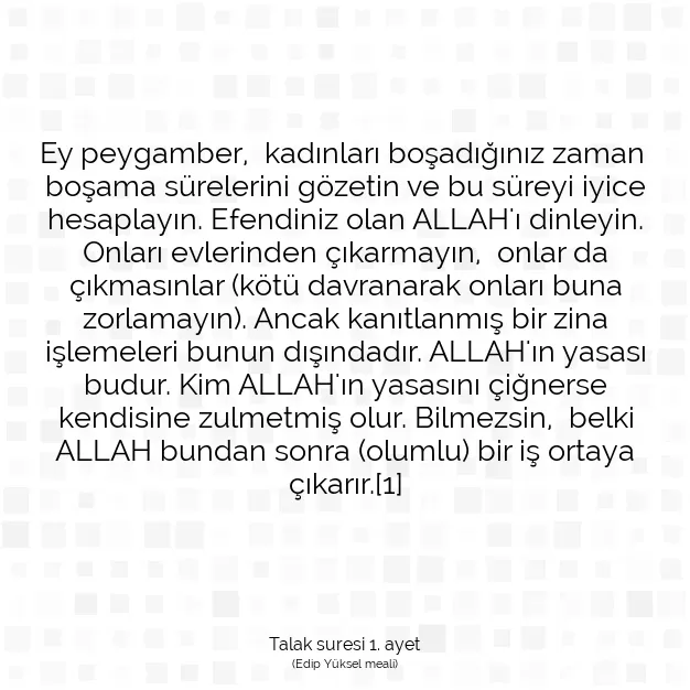 Ayetbul | Kuran Mealleri | Quran | Talak suresi 1. ayet