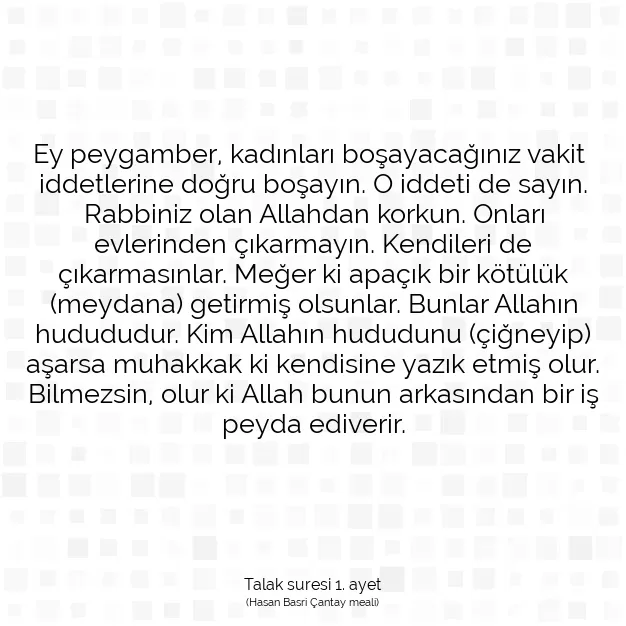 Ayetbul | Kuran Mealleri | Quran | Talak suresi 1. ayet