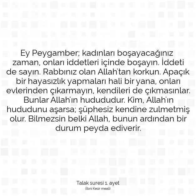 Ayetbul | Kuran Mealleri | Quran | Talak suresi 1. ayet