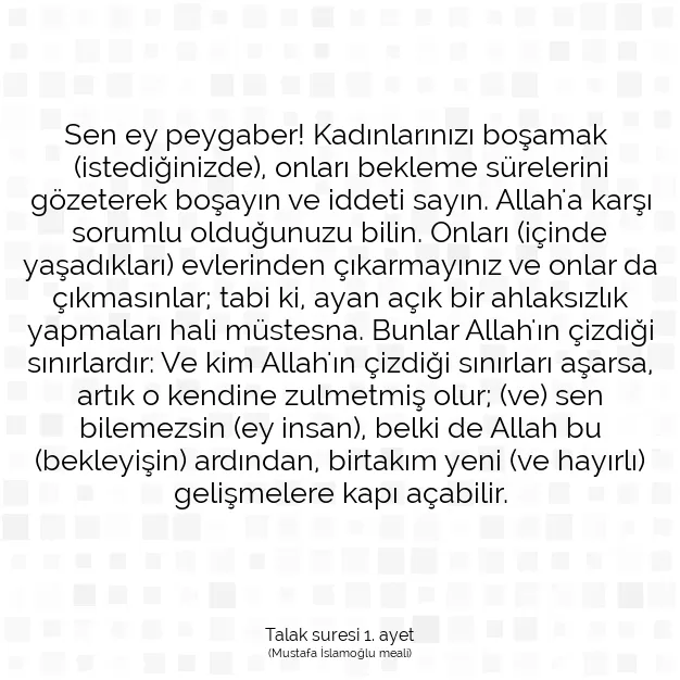 Ayetbul | Kuran Mealleri | Quran | Talak suresi 1. ayet