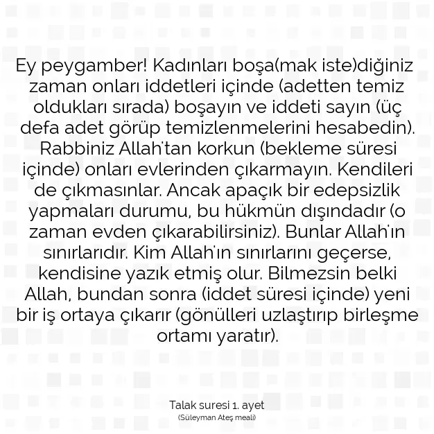 Ayetbul | Kuran Mealleri | Quran | Talak suresi 1. ayet