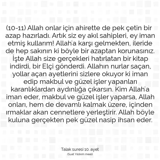 Ayetbul | Kuran Mealleri | Quran | Talak suresi 10. ayet