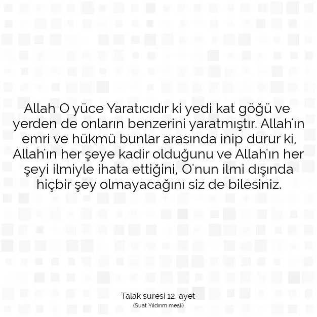 Ayetbul | Kuran Mealleri | Quran | Talak suresi 12. ayet