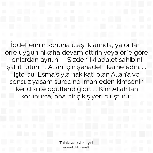 Ayetbul | Kuran Mealleri | Quran | Talak suresi 2. ayet