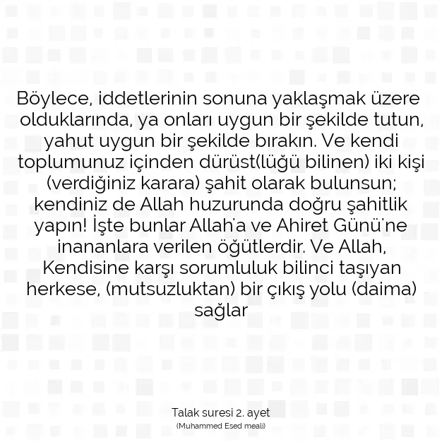 Ayetbul | Kuran Mealleri | Quran | Talak suresi 2. ayet