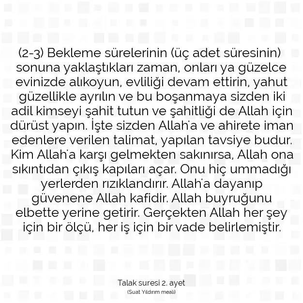 Ayetbul | Kuran Mealleri | Quran | Talak suresi 2. ayet