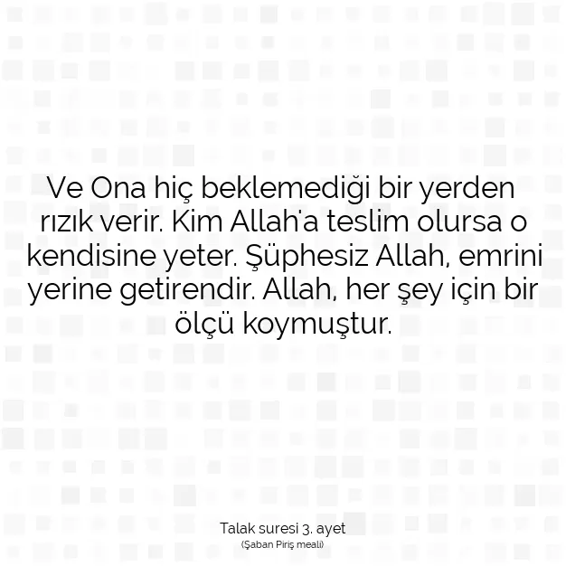 Ayetbul | Kuran Mealleri | Quran | Talak suresi 3. ayet