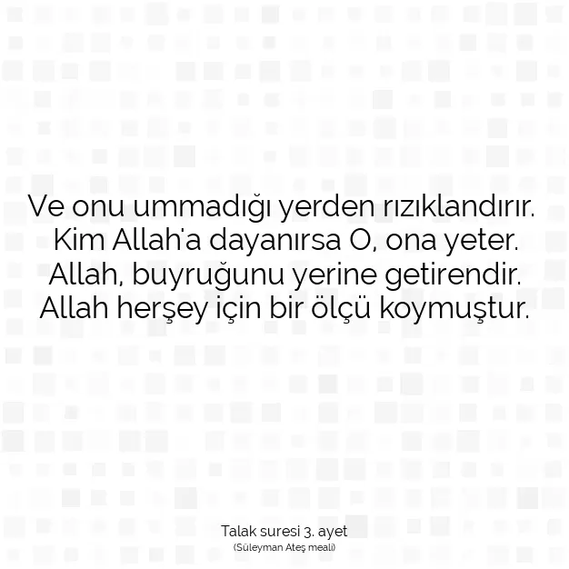 Ayetbul | Kuran Mealleri | Quran | Talak suresi 3. ayet