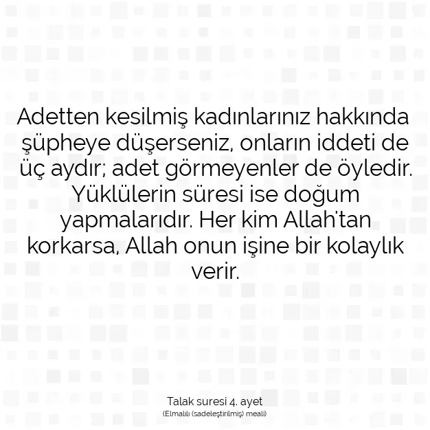 Ayetbul | Kuran Mealleri | Quran | Talak suresi 4. ayet