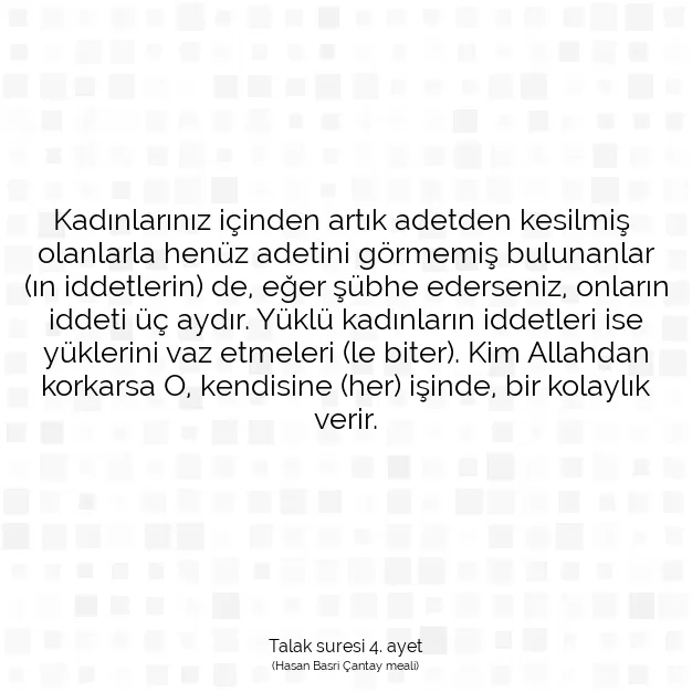 Ayetbul | Kuran Mealleri | Quran | Talak suresi 4. ayet