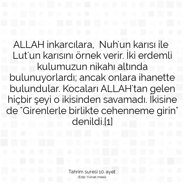 Ayetbul | Kuran Mealleri | Quran | Tahrim suresi 10. ayet