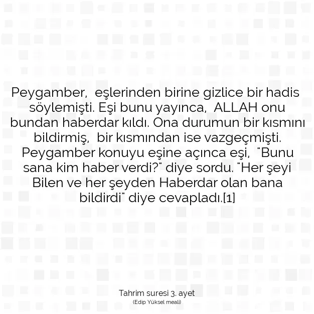 Ayetbul | Kuran Mealleri | Quran | Tahrim suresi 3. ayet