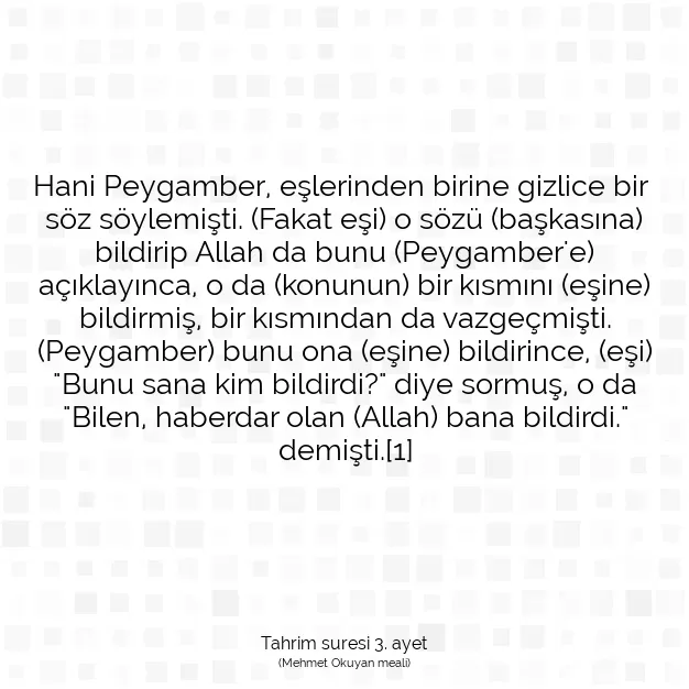 Ayetbul | Kuran Mealleri | Quran | Tahrim suresi 3. ayet