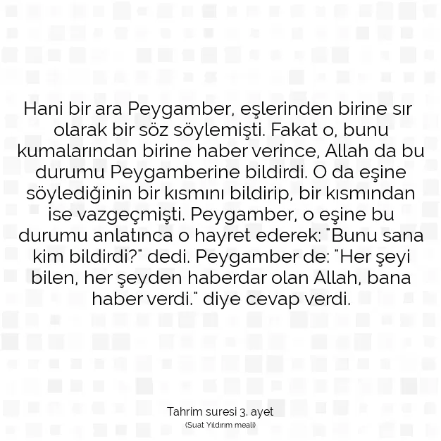 Ayetbul | Kuran Mealleri | Quran | Tahrim suresi 3. ayet