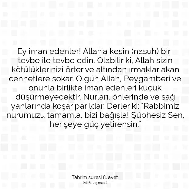 Ayetbul | Kuran Mealleri | Quran | Tahrim suresi 8. ayet