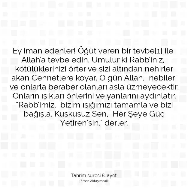 Ayetbul | Kuran Mealleri | Quran | Tahrim suresi 8. ayet