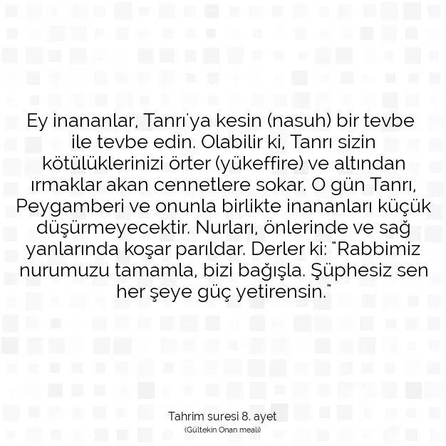 Ayetbul | Kuran Mealleri | Quran | Tahrim suresi 8. ayet