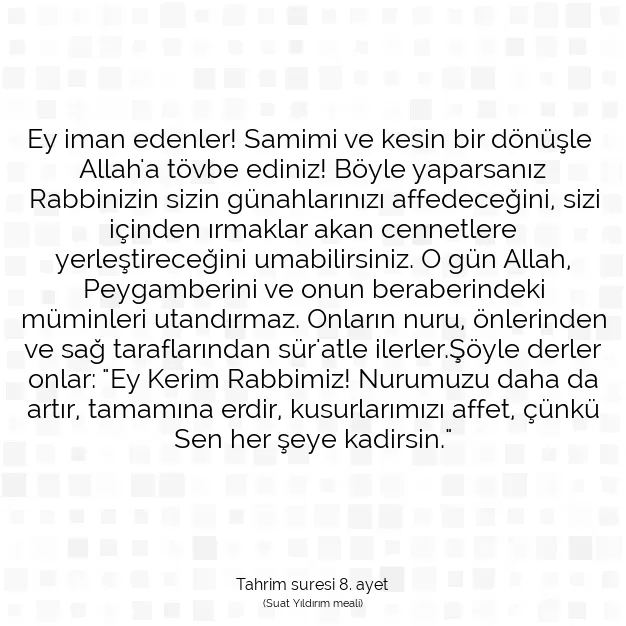 Ayetbul | Kuran Mealleri | Quran | Tahrim suresi 8. ayet