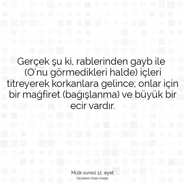 Ayetbul | Kuran Mealleri | Quran | Mülk suresi 12. ayet