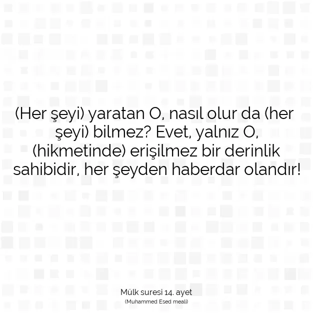 Ayetbul | Kuran Mealleri | Quran | Mülk suresi 14. ayet