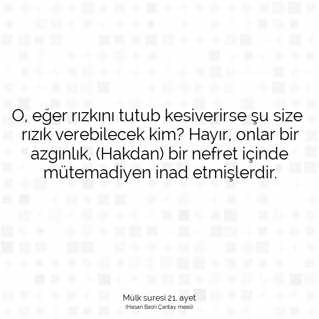 Ayetbul | Kuran Mealleri | Quran | Mülk suresi 21. ayet