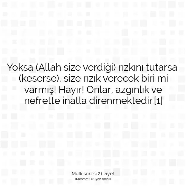 Ayetbul | Kuran Mealleri | Quran | Mülk suresi 21. ayet