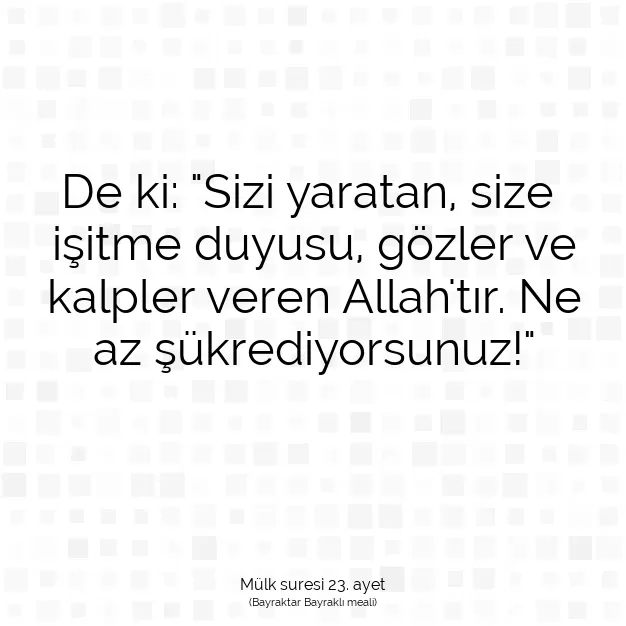 Ayetbul | Kuran Mealleri | Quran | Mülk suresi 23. ayet