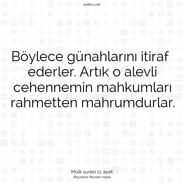 Ayetbul | Kuran Mealleri | Quran | Mülk suresi 11. ayet