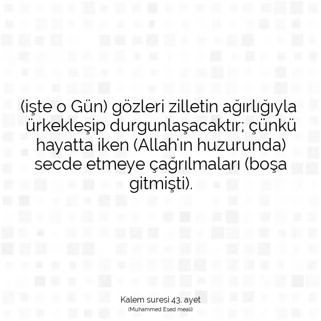 Ayetbul | Kuran Mealleri | Quran | Kalem suresi 43. ayet