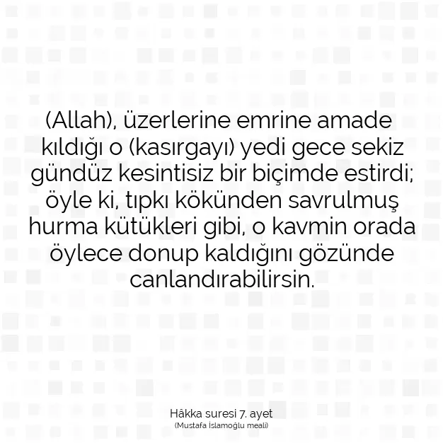 Ayetbul | Kuran Mealleri | Quran | Hâkka suresi 7. ayet