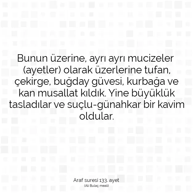 Ayetbul | Kuran Mealleri | Quran | Araf suresi 133. ayet