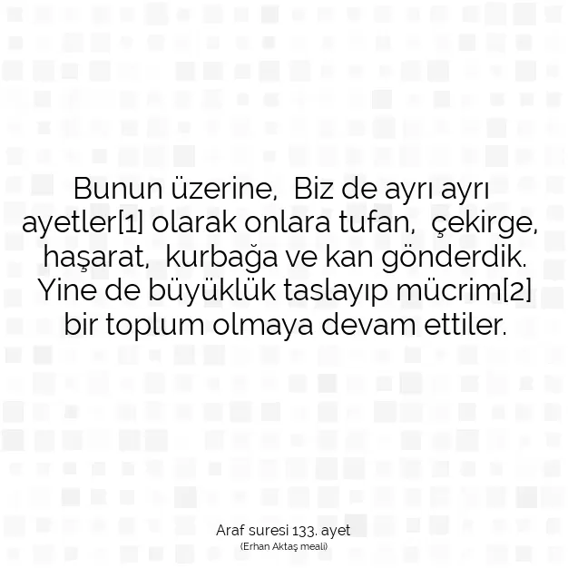 Ayetbul | Kuran Mealleri | Quran | Araf suresi 133. ayet