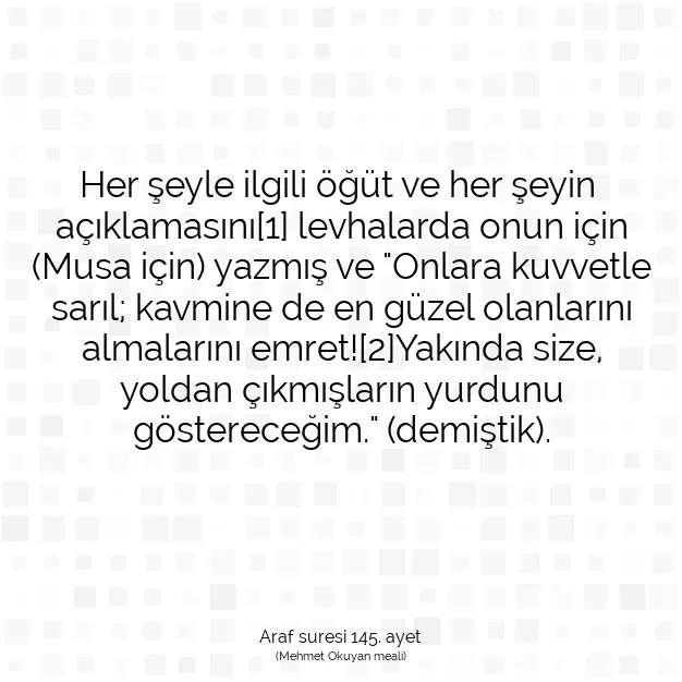 Ayetbul | Kuran Mealleri | Quran | Araf suresi 145. ayet