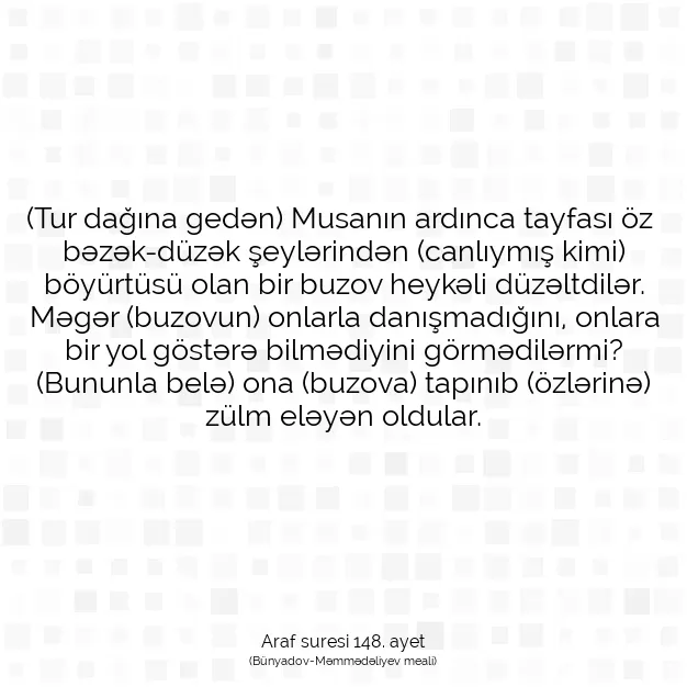 Ayetbul | Kuran Mealleri | Quran | Araf suresi 148. ayet