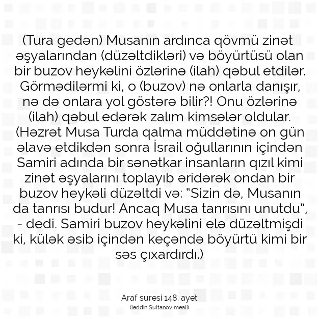 Ayetbul | Kuran Mealleri | Quran | Araf suresi 148. ayet