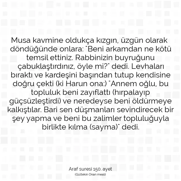 Ayetbul | Kuran Mealleri | Quran | Araf suresi 150. ayet