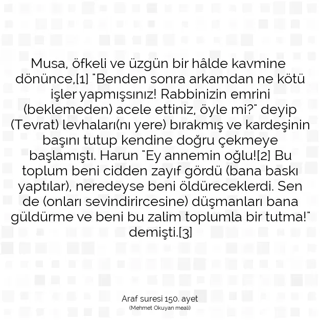 Ayetbul | Kuran Mealleri | Quran | Araf suresi 150. ayet