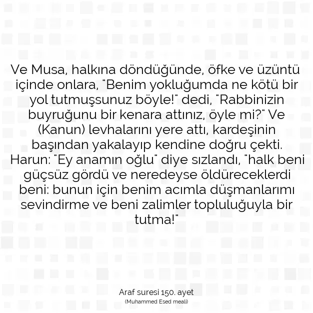 Ayetbul | Kuran Mealleri | Quran | Araf suresi 150. ayet