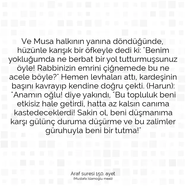 Ayetbul | Kuran Mealleri | Quran | Araf suresi 150. ayet