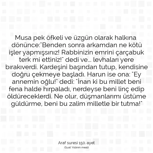 Ayetbul | Kuran Mealleri | Quran | Araf suresi 150. ayet