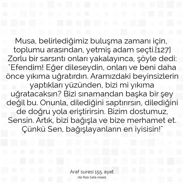 Ayetbul | Kuran Mealleri | Quran | Araf suresi 155. ayet