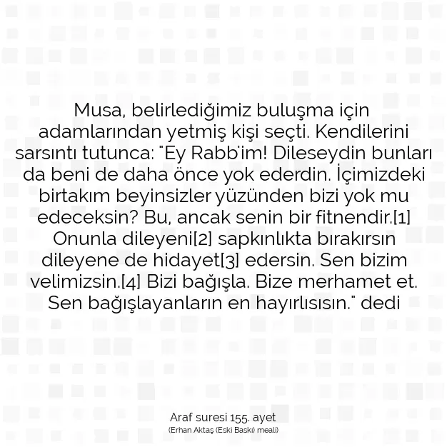 Ayetbul | Kuran Mealleri | Quran | Araf suresi 155. ayet