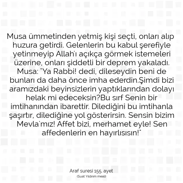 Ayetbul | Kuran Mealleri | Quran | Araf suresi 155. ayet