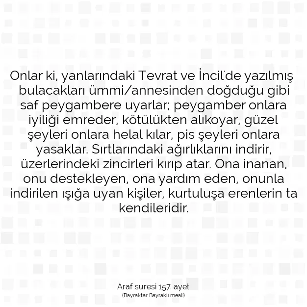 Ayetbul | Kuran Mealleri | Quran | Araf suresi 157. ayet