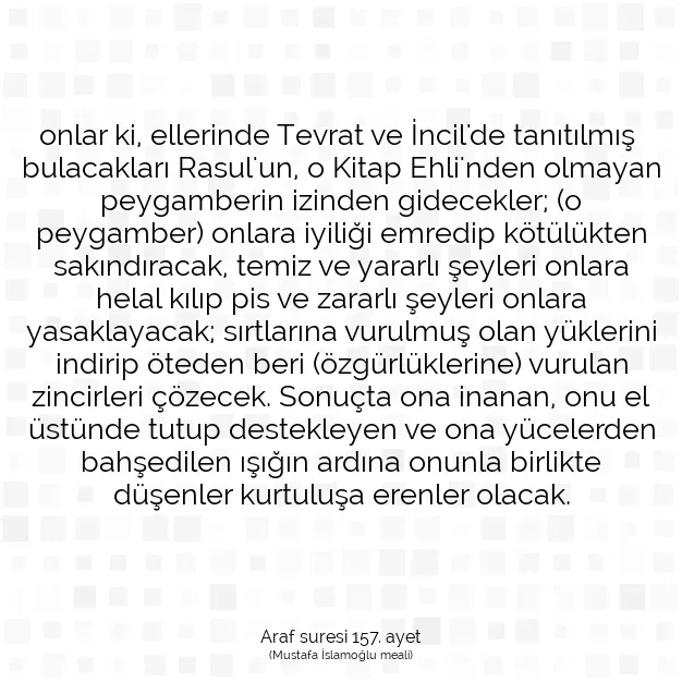 Ayetbul | Kuran Mealleri | Quran | Araf suresi 157. ayet