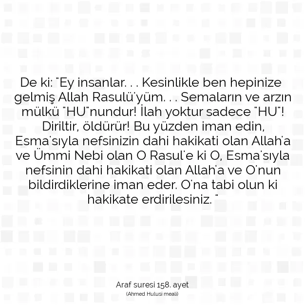 Ayetbul | Kuran Mealleri | Quran | Araf suresi 158. ayet