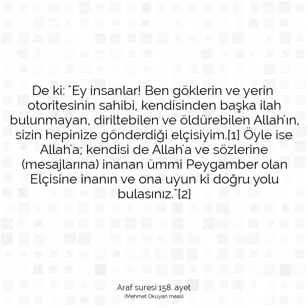 Ayetbul | Kuran Mealleri | Quran | Araf suresi 158. ayet