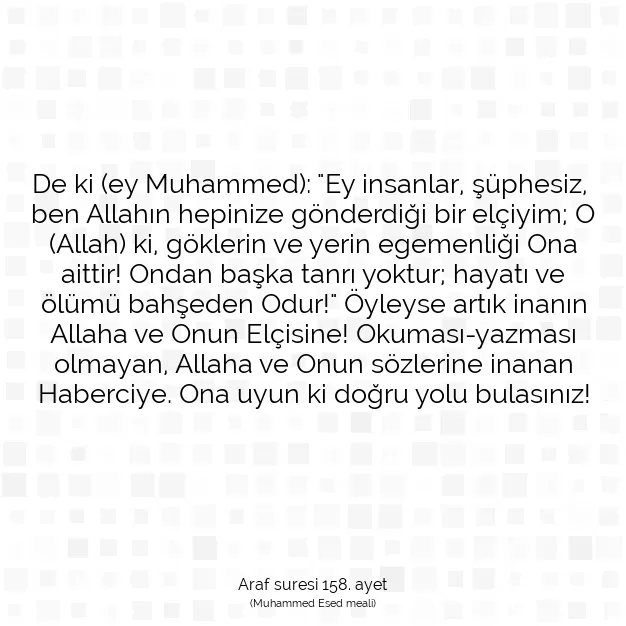 Ayetbul | Kuran Mealleri | Quran | Araf suresi 158. ayet