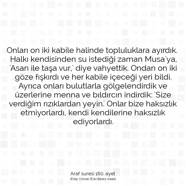 Ayetbul | Kuran Mealleri | Quran | Araf suresi 160. ayet