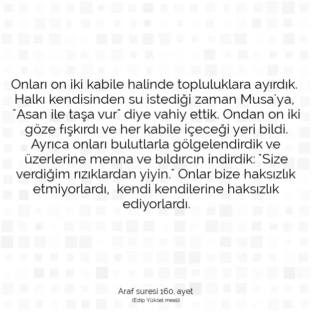 Ayetbul | Kuran Mealleri | Quran | Araf suresi 160. ayet